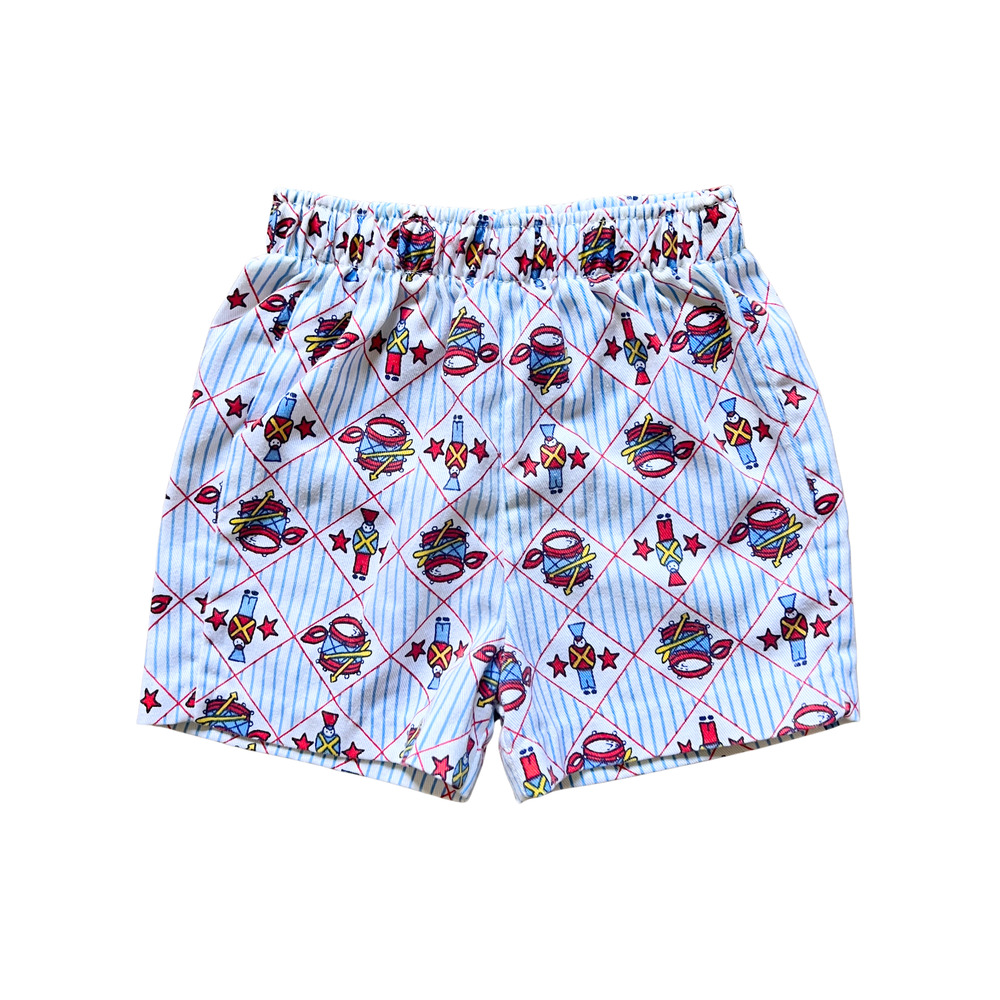 Vintage 80s Buster Brown Shorts 3T Drum Major All Over Print Patriotic Americana